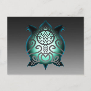 Glowing Silhouette Snapper Turtle Postcard