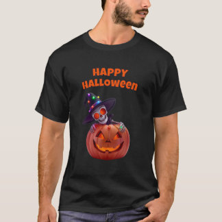 Glowing Skeleton and Pumpkin Halloween Magic T-Shirt