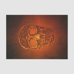 Glowing Skull Gothic Orange Black Cool Scary Tissue Paper