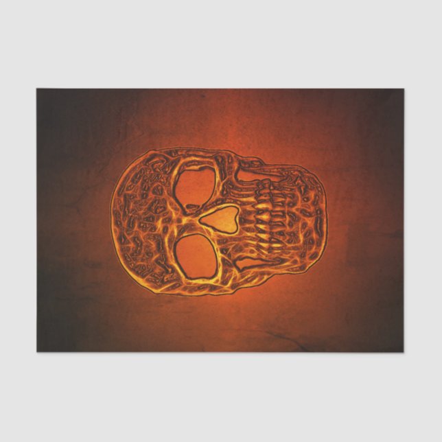 Glowing Skull Gothic Orange Black Cool Scary Tissue Paper (Front)
