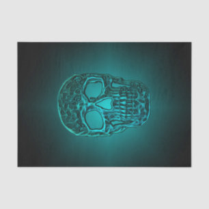 Glowing Skull Gothic Teal Green Cool Scary Tissue Paper