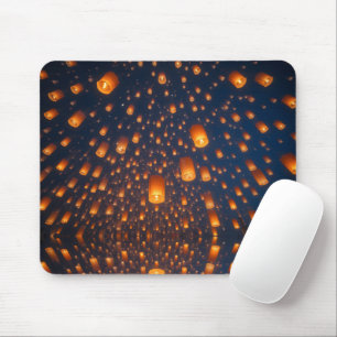 Glowing Sky Lanterns at Night Mouse Mat