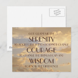 Glowing Sky Serenity Prayer Postcard