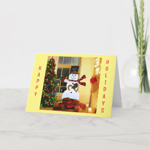 GLOWING SNOWMAN SAYS "MERRY CHRISTMAS" HOLIDAY CARD