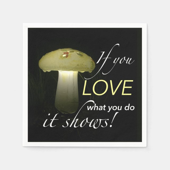 Glowing Solar Mushroom Light Inspirational Quote Napkin (Front)
