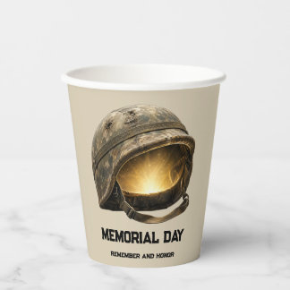 Glowing Soldier Helmet Memorial Day Tribute Paper Cups