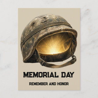 Glowing Soldier Helmet Memorial Day Tribute Postcard