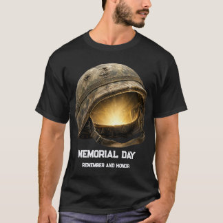 Glowing Soldier Helmet Memorial Day Tribute T-Shirt