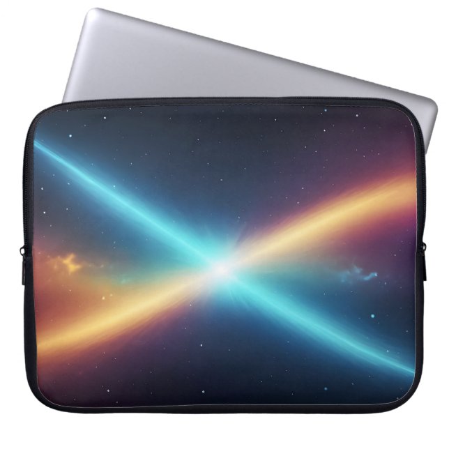 Glowing Space Cosmic Light Abstract Sci-Fi Laptop Sleeve (Front)