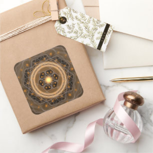 Glowing sparkling mystical pattern square sticker