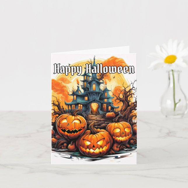 Glowing Spooky Pumpkin | Happy Halloween Card (Small Plant)