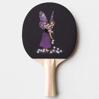 Glowing Star Flowers Pretty Purple Fairy Girl Ping Pong Paddle