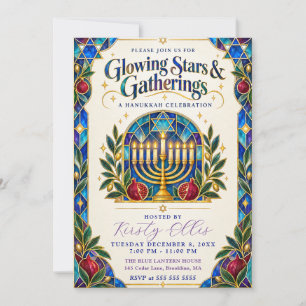 Glowing Stars & Gatherings Hanukkah Invitation