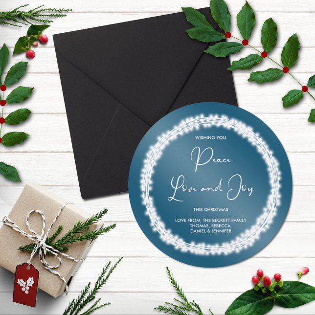 Glowing String Light Christmas Wreath Holiday Card (Creator Uploaded)