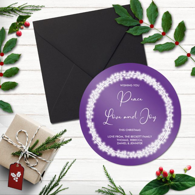 Glowing String Light Christmas Wreath Holiday Card (Creator Uploaded)