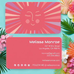 Glowing Sun Cute and Charming Colourful Pink Business Card