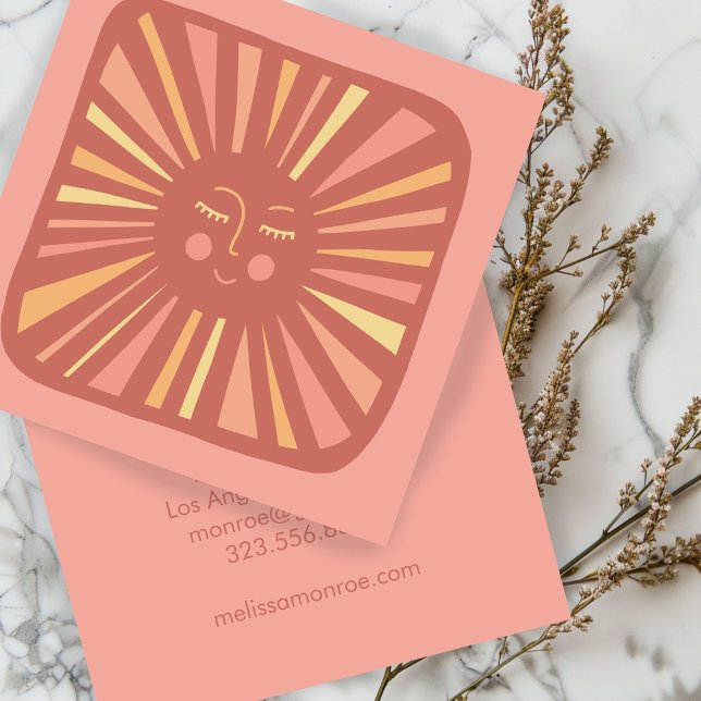 Glowing Sun Cute and Charming Pink  Square Busines Square Business Card (Glowing Sun Cute and Charming Pink Square Busines Square Business Card
)