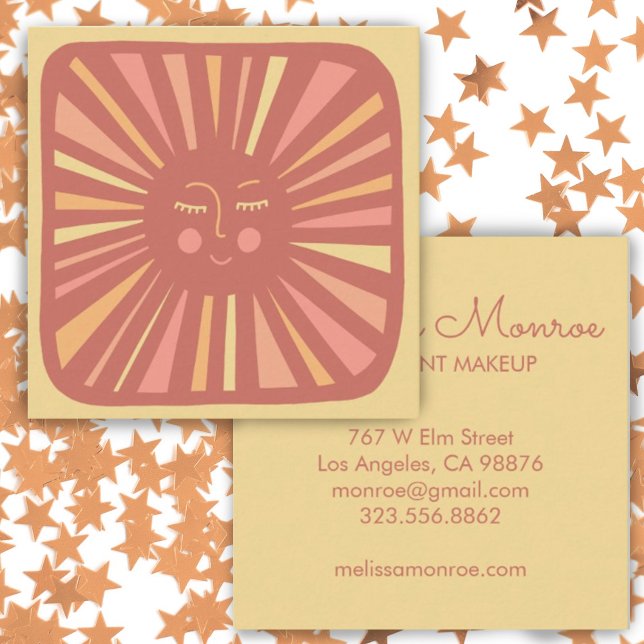 Glowing Sun Cute and Charming Pink   Square Business Card (Creator Uploaded)