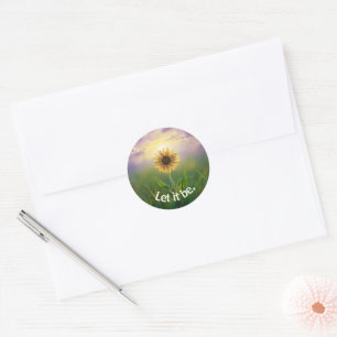 Glowing Sunflower In Grassy Field Classic Round Sticker