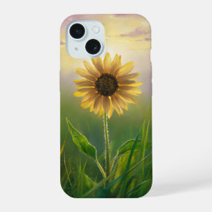 Glowing Sunflower In Grassy Field iPhone 15 Case