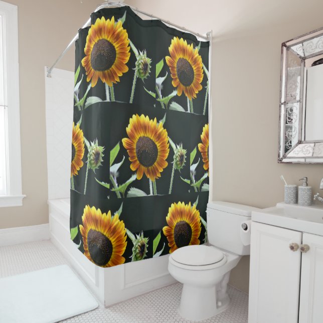Glowing Sunflower Shower Curtain (In Situ)