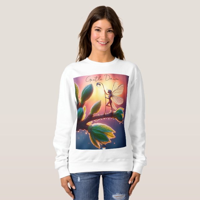 Glowing sunrise background with winged creature sweatshirt (Front Full)