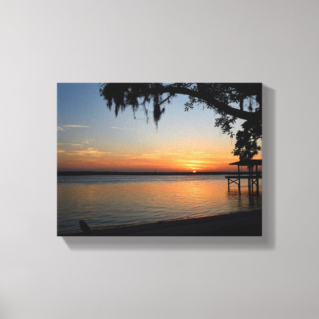 Glowing sunset at the river canvas print (Front)