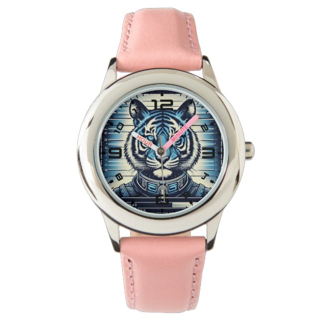 Glowing Tiger Mugshot Pink Watch (Front)