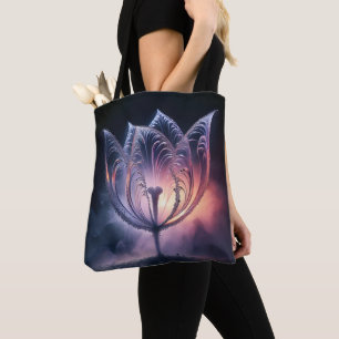 Glowing Translucent Tulip With Raindrops Tote Bag