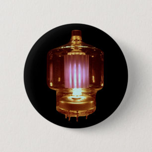 Glowing Transmitter Vacuum Tube 6 Cm Round Badge