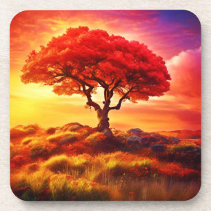 Glowing Tree of Life Art Coaster