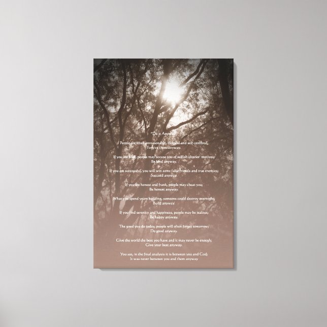 Glowing Trees "Do It Anyway" Canvas Print (Front)
