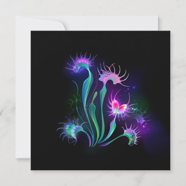 Glowing Venus Flytrap Holiday Card (Front)