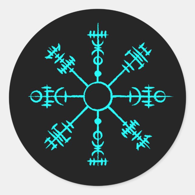 Glowing Viking Compass Classic Round Sticker (Front)