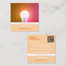 Glowing White Bulb Electrical Business Card