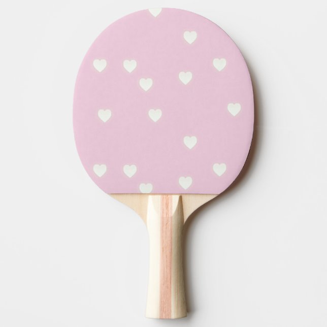 Glowing white hearts on pink ping pong paddle (Front)
