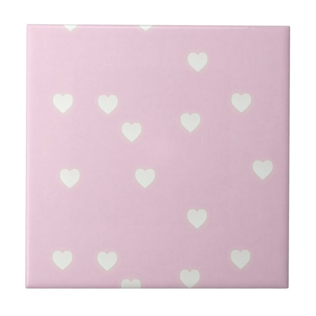 Glowing white hearts on pink tile (Front)