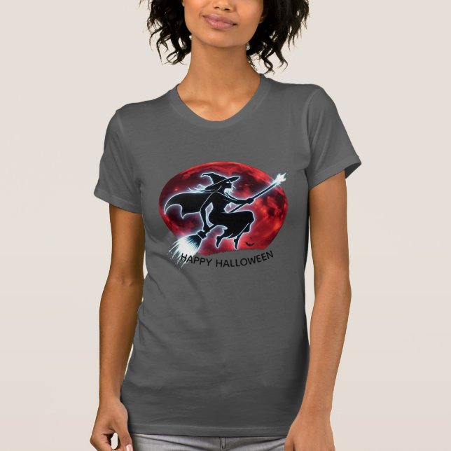 Glowing Witch Flying Red Moon Tee (Front)