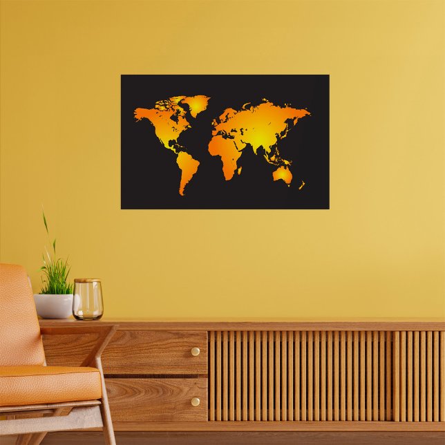Glowing World Map in Orange and Yellow Poster (Creator Uploaded)