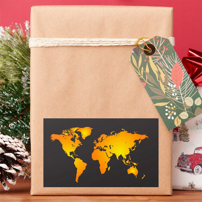 Glowing World Map in Orange and Yellow Rectangular Sticker (Creator Uploaded)