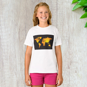 Glowing World Map in Orange and Yellow T-Shirt