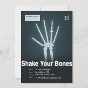 Glowing X Ray Skeleton Hand Halloween Party Invitation