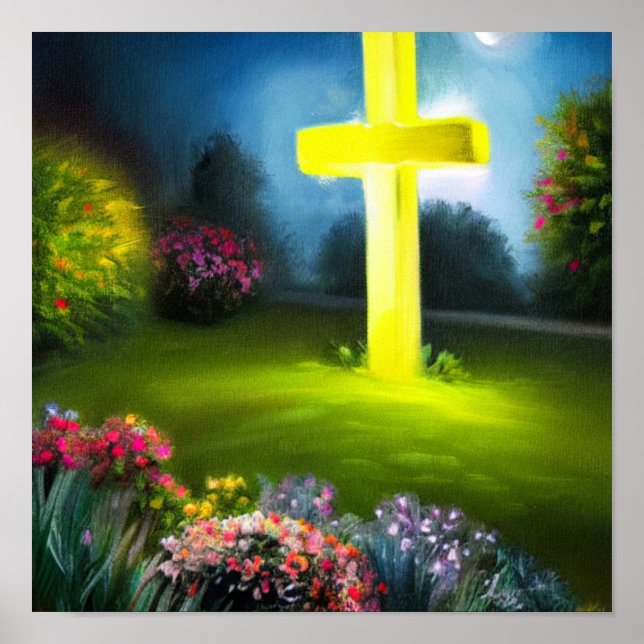 Glowing Yellow Cross Poster (Front)