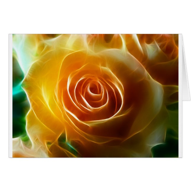 Glowing Yellow Rose Blossom Fractal Flower Art (Front Horizontal)