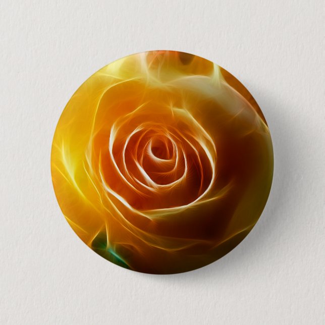 Glowing Yellow Rose Blossom Fractal Flower Art 6 Cm Round Badge (Front)