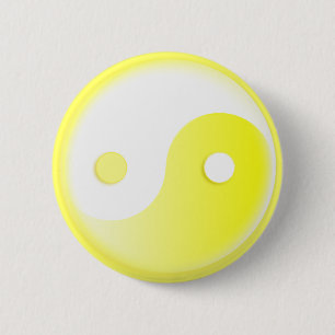 Glowing Yellow Yin/Yang Symbol 6 Cm Round Badge
