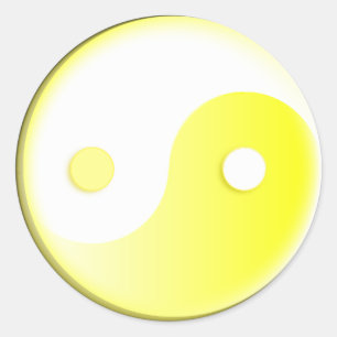 Glowing Yellow Yin/Yang Symbol Classic Round Sticker