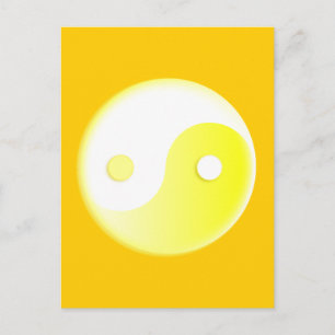 Glowing Yellow Yin/Yang Symbol Postcard