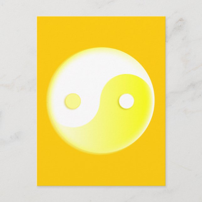 Glowing Yellow Yin/Yang Symbol Postcard (Front)