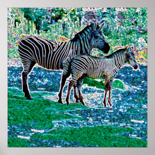 glowing zebras 01 poster